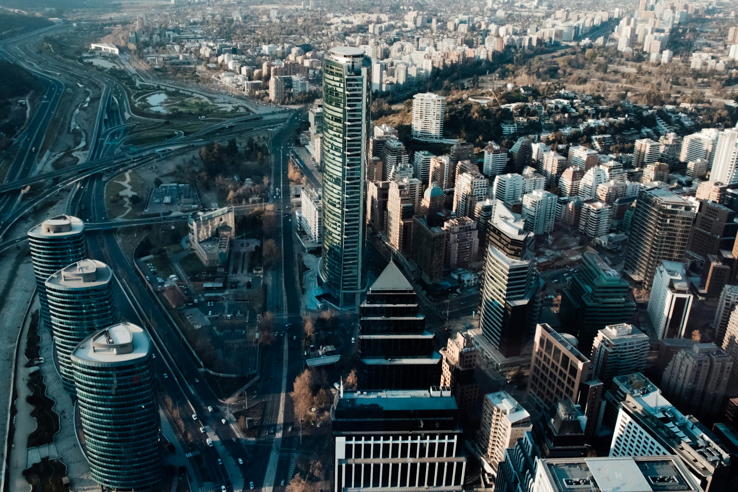 Vista aérea de barrio residencial